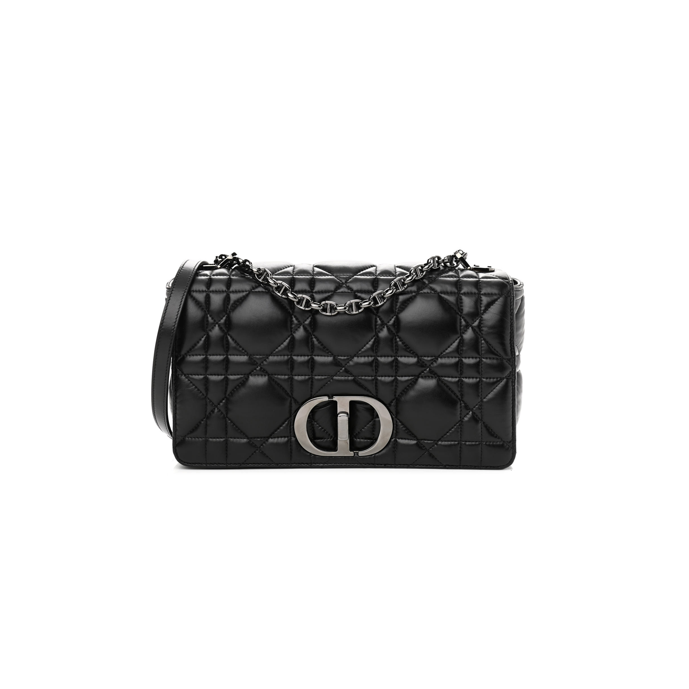 DIOR CALFSKIN MACROCANNAGE LARGE CARO BAG BLACK (28*17*9cm) 